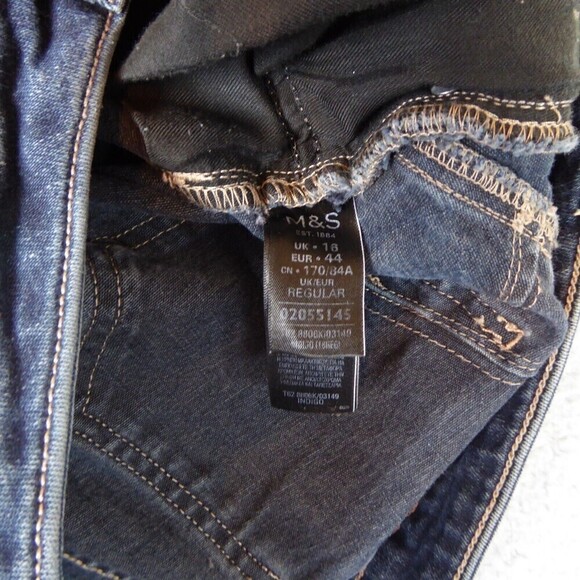 M&S Per Una Jeans Women's UK 16 Denim Pants Straight Leg Dark Wash Meas. 34x28 - Picture 10 of 15